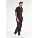 ست لباس پزشکی پولو لوکس لاکر مشکی برند چیزگی مدیکال، مناسب برای پزشکان و پرستاران