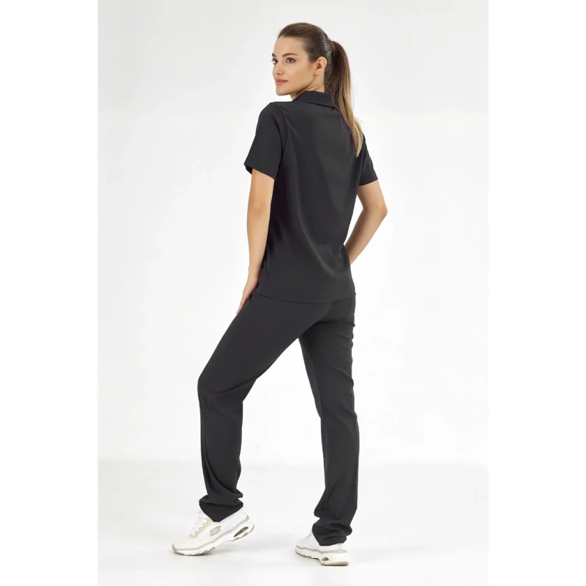 ست لباس پزشکی پولو لوکس لاکر مشکی برند چیزگی مدیکال، مناسب برای پزشکان و پرستاران