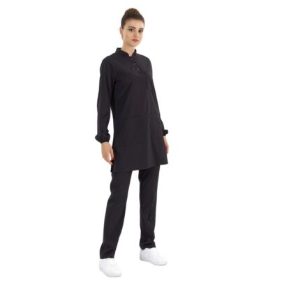 اسکراب پزشکی مشکی مدل یقه دیپلمات اسلامی چیزگی مدیکال - تصویر 3