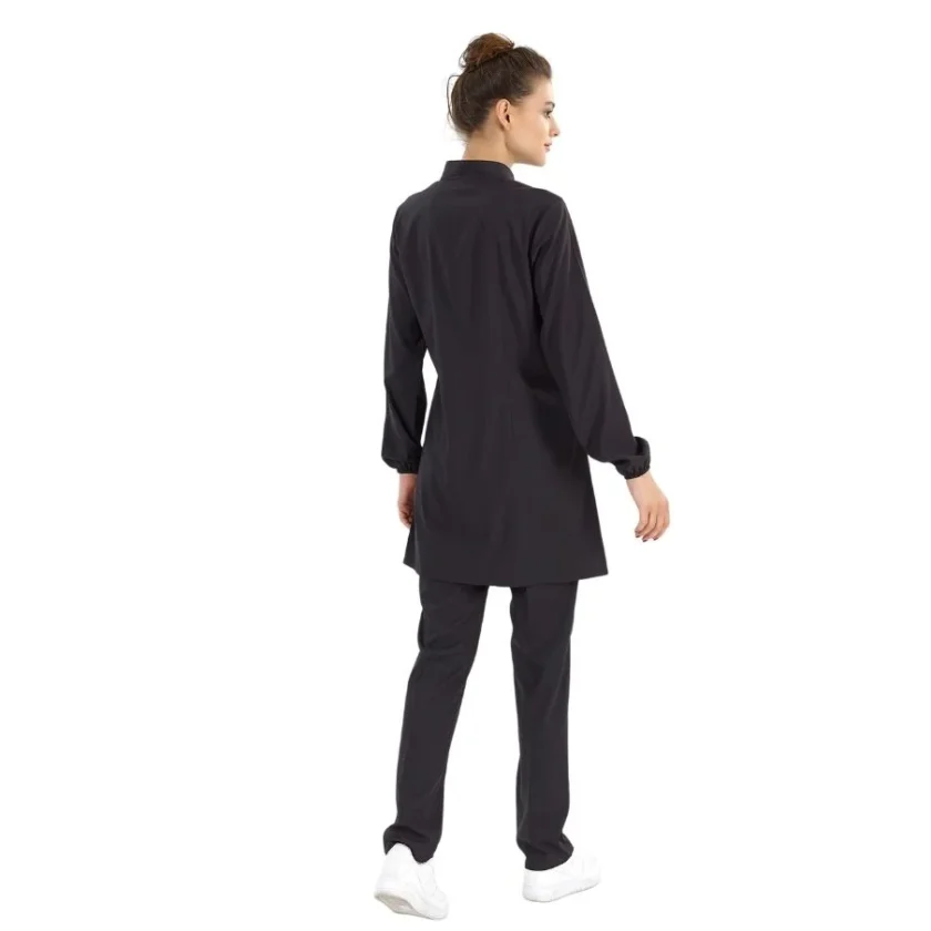 اسکراب پزشکی مشکی مدل یقه دیپلمات اسلامی چیزگی مدیکال مناسب محیط‌های درمانی