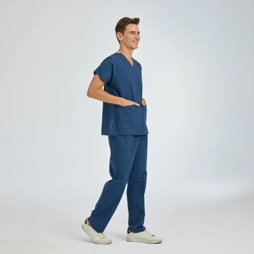 اسکراب پزشکی آبی نفتی مدل دکتر گریز چیزگی با پارچه نازک و خنک، مناسب پزشکان