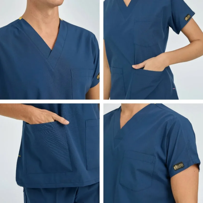 اسکراب پزشکی آبی نفتی مدل دکتر گریز چیزگی با پارچه نازک و خنک، مناسب پزشکان
