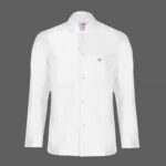 روپوش سفید مردانه مونوتیپ مدل D103 با یقه پزشکی، آستین بلند و طول کوتاه