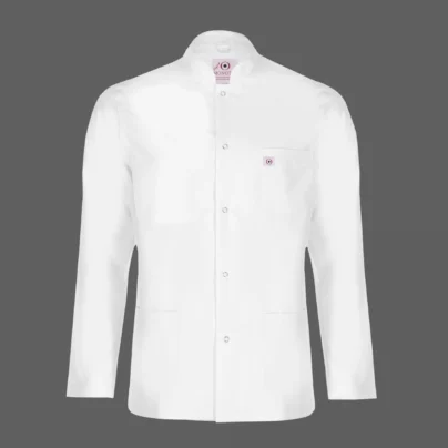 روپوش سفید مردانه مونوتیپ مدل D103 با یقه پزشکی، آستین بلند و طول کوتاه