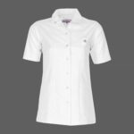 روپوش سفید زنانه مونوتیپ مدل D125A با یقه مونو و آستین کوتاه