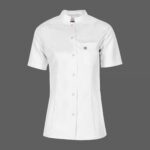 روپوش سفید زنانه مونوتیپ مدل D130A با یقه دیپلمات، آستین کوتاه و طول کوتاه