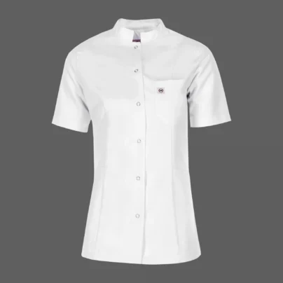 روپوش سفید زنانه مونوتیپ مدل D130A با یقه دیپلمات، آستین کوتاه و طول کوتاه